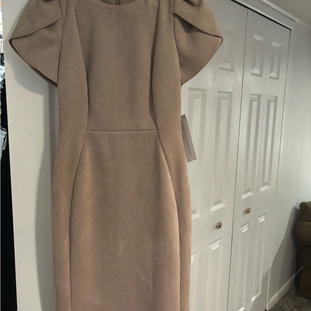 Calvin Klein Tan Long Sleeve Dress